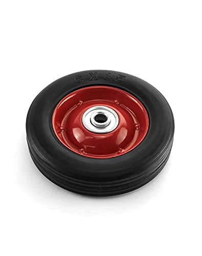 QWORK 2 Pack 6" x 1.5" Premium Rubber Wheel with Ball Bearing, Hand Truck Wheel, Capacity up to 132 lbs