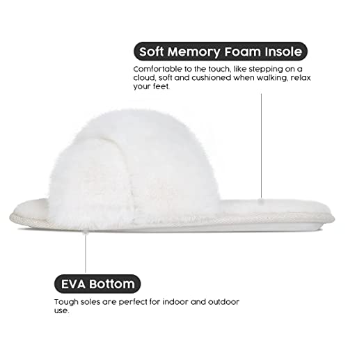 Torotto Slippers-For-Womens Warm Memory Foam Anti-Slip House-Shoes Soft Plush Breathable-Slippers Indoor Or Outdoor(Cross White-36/37) #TOP2