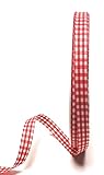Made in Germany s.dekoda Schleifenband 50m x 10mm Rot - Weiß Karoband Vichykaro gewebtes Dekoband kariert