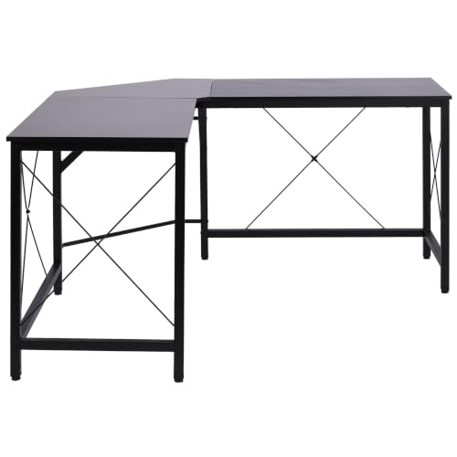 HOMCOM Computertisch L-Form-Eckschreibtisch Schwarz 150 x 150 x 76 cm