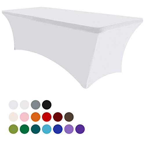 Eurmax 6Ft Rectangular Fitted Spandex Tablecloths Wedding Party Table Covers Event Stretchable Tablecloth