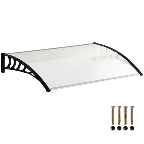 Outsunny Marquesinas Exterior contra Sol y Lluvia Tejadillo de Protección para Puertas Diseño Moderno Aleación de Aluminio Duradero 122x89x24 cm Transparente