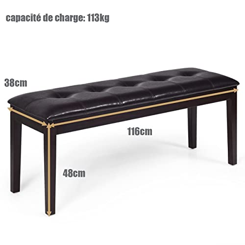 RELAX4LIFE Banquette Tabouret Piano en Bois 2 Places, Banquette Coussin en Cuir PU, Tabouret de Coiffeuse avec 4 Jambes en Caoutchouc, Gris/Brun (Style 3, Brun) - Les Beatles, Paul McCartney, John Lennon, RIngo Starr, George Harrison RELAX4LIFE Banquette Tabouret Piano en Bois 2 Places, Banquette Coussin en Cuir PU, Tabouret de Coiffeuse avec 4 Jambes en Caoutchouc, Gris/Brun (Style 3, Brun) – Image 3