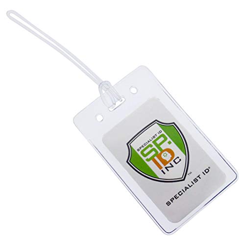 25 Pack - Locking TOP Clear Plastic Luggage Identification Tags with Loops Included - Business Card or Photo Insert Bag Tags - Great for Travel and Student IDs by Specialist ID