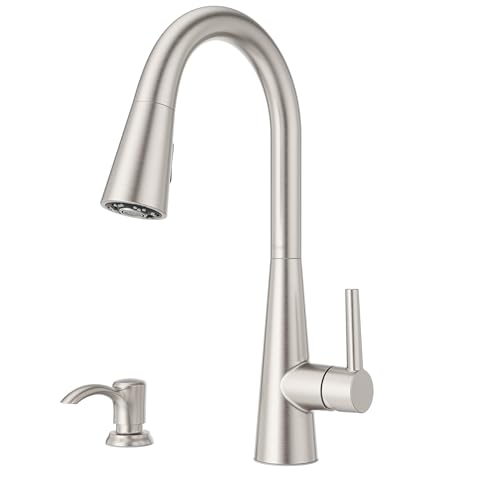 Pfister Barulli Kitchen Faucet with Pull Down Sprayer and Soap Dispenser, Single Handle, High Arc,