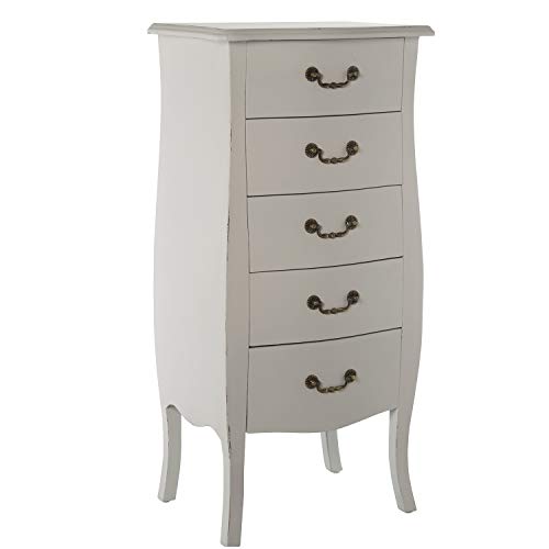 DRW Sinfonier con 5 cajones de Madera en Blanco Envejecido 48x36x100cm