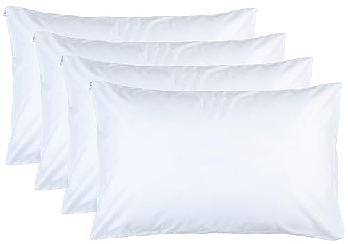 Sirenpho Pack of 4 Pillow Protector Zippered Covers 50x75cm, Anti Dust Mite, Anti-Allergy Hotel Quality Plain Pillow Case