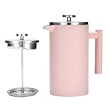 Outlery | French Press - Stainless Steel Coffee Maker - Portable Press Coffee - Barista-Quality for Camping and Home Brewing - Durable and Convenient Design - Ideal for Hot and Flavorful Coffee (Pink)