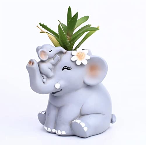 Cute Mother And Child Elephant Succulent Flower Pot Pen Holder Silicone Mold Concrete Plaster Planter Cactus Vase Mold Cement Clay Epoxy Resin Mould #TOP2
