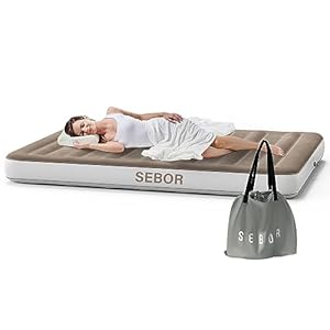 Camping Air Mattress, X-Long Twin Airbed Height 9″, Inflatable Bed Blow Up Mattress Raised Airbed with Storage Bag, Portable Inflatable Air Bed for Tents Travel Home Guests, 330lb MAX (No Pump)