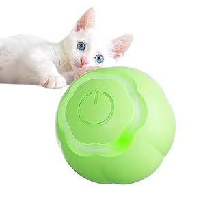 Interactive Cat Ball Toy, Intelligent Cat Toys with LED Lights, Automatic Moving Rolling Ball for Indoor Cats, Cat Automatic Toy