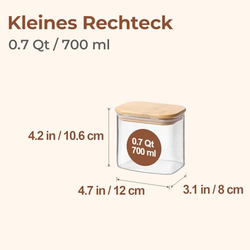 ComSaf 6er Set Vorratsgläser mit Deckel Luftdicht 700ml – Glasbehälter mit Deckel & Vorratsgläser für...