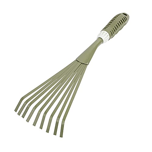 JonesHouseDeco Râteau à feuilles à main en acier au carbone - 9 dents - Avec poignée ergonomique douce au toucher - Longueur : 38,5 cm - #2014 Cover