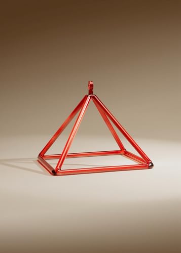 TOPFUND Red Crystal Singing Pyramid 10 inch with Carrying Case and Quartz Suede Mallet
