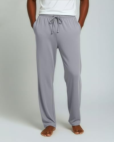 Image of Real Essentials 3 Pack: Men's Pajama Pants Soft PJ Lounge Bottoms Loungewear Pijamas Elastic Waist Pockets (Big and Tall)