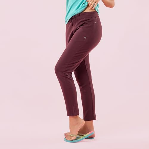 Image of Enamor Mid Rise Ankle Length Drawstring Relax Pants for Women - Slim Fit, Stretch French Terry - E060