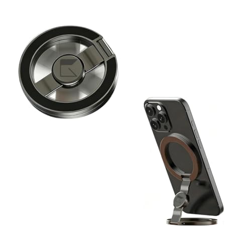 Image of MagRing Pro Double-Sided N52 Magnetic Phone Ring Holder,Foldable Kickstand,360Rotation,CNC Aluminum,Compatible with Magsafe,Apple iPhone,Samsung,Pixel (Gunmetal, MagSpin Fidget Spinner)