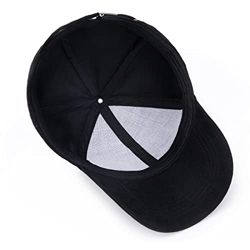 Joowen 6 Panel Faux Suede Baseball Cap Classic Adjustable Soft Plain Hat (Black) #TOP4