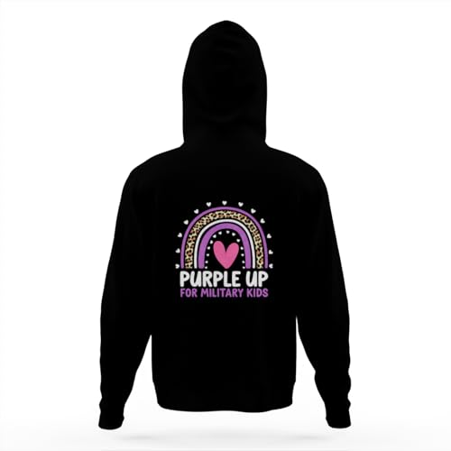 Purple Up for Military Kids Month Military Child Rainbow Hoodies for Teen Girls Boys Kangaroo Pocket Sweatshirt4