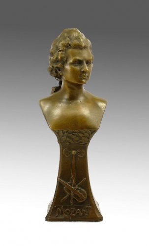 Busto de Mozart de bronce de Hermann Gladenbeck para decorar salones elegantes y estudios de música