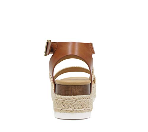 Image of Soda Topic Open Toe Buckle Ankle Strap Espadrilles Flatform Wedge Casual Sandal