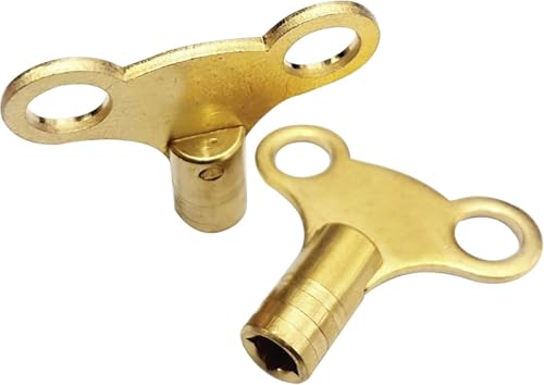 Lot de 2 clés de purge de radiateur - Pour purge et grille d'aération - En laiton massif - 6 mm (clé n° 15))