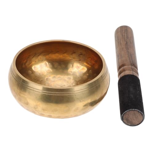 Toddmomy 1 Set Tibet Singing Bowl Meditation Bowl for Yoga Spiritual Therapy Durable Flat Bottom with Mallet for Energy Resonance
