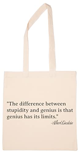 Enigmae The Difference Between Stupidity and Genius Einstein Reutilizable Compras Tienda de Comestibles Algodón Bolsa Reusable Shopping Bag