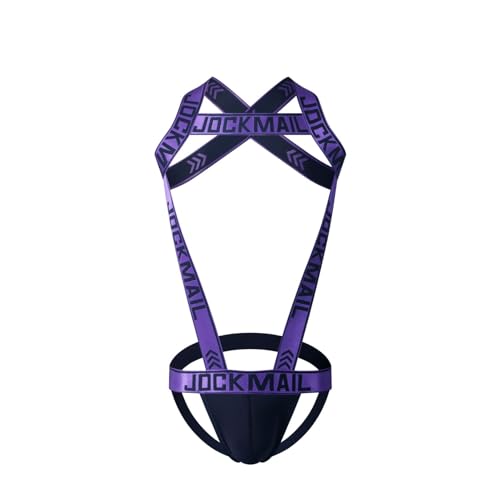 JOCKMAIL Mens Jock Strap Fitness One-piecs Avec Sangle D'épaule De Sport Bodysuit Pour Homme (Pourpre,M)
