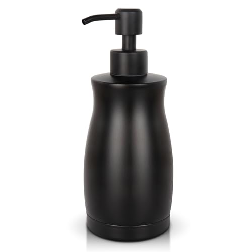 Emarful 304 Stainless Steel Soap Dispenser Modern Rust-Proof Liquid Soap Pump Bottle for Kitchen or Bathroom Countertop Hand Dish Lotion Leak-Proof 13.5oz (Black)