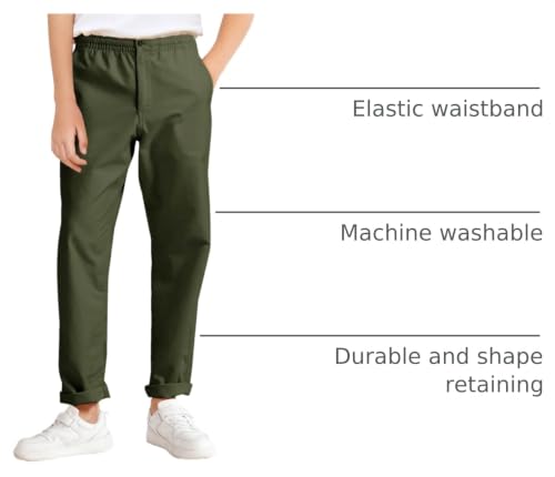 Image of Haloumoning Boys School Uniform Chino Pants Kids Twill Pants 5-14 Years