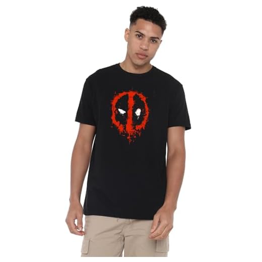 MARVEL Herr Deadpool färg logo t-shirt, Svart, XL