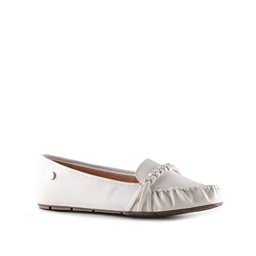 Mocassim, Via Uno, Feminino, Off White, 36