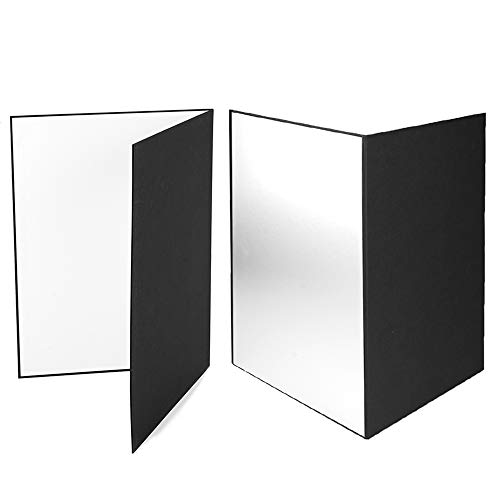 ライト リフレクター ダンボール 2パック 8 x 11インチ フォトグラフィー ライト ディフューザー 食品 静物 写真 撮影用 ブラック/シルバー/ホワイト 厚紙