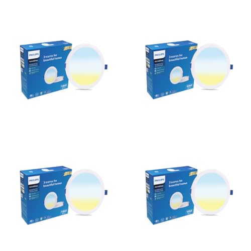 Image of PHILIPS 10W 3in1 Round AstraGlow Pro LED Ceiling Light | Slim Surface Panel for Home & Office | Energy Efficient Bright LED Fixture | Pack of 4