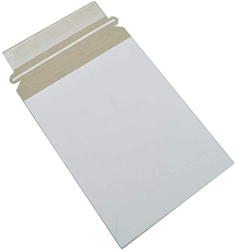 100 Pack 6x8 Inch Document Mailers - White Cardboard Self-Seal Envelopes For Shipping