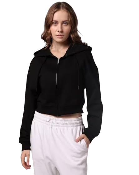 lll fashion Women Regular Fit Zip-Front Cropped Winter Hoodie-picture-34