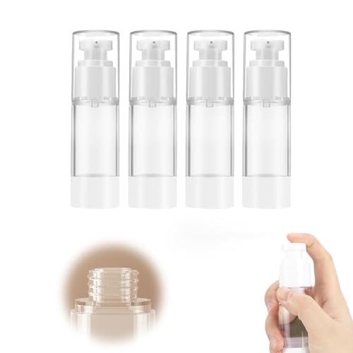 Botellas de bomba sin aire recargables contenedor de crema hidratante de 4 piezas con bomba de vacío