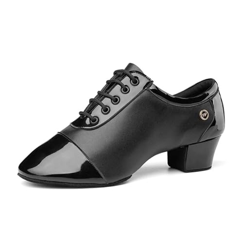 Zapatos de baile latino para hombre, modernos, de salón, tango, danza latina, para hombre, suela suave, color negro y blanco (todo negro, 40)