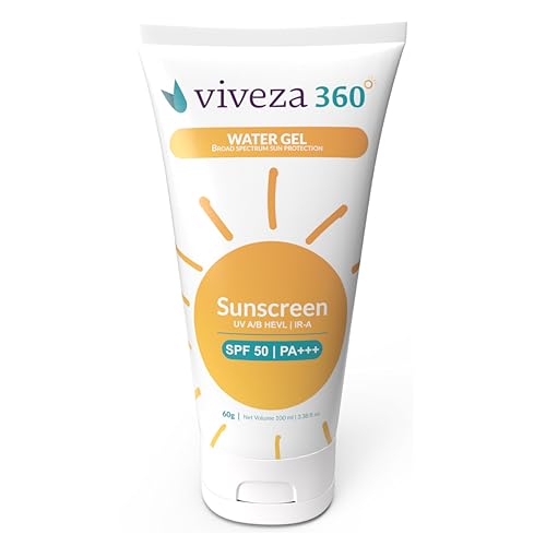 Image of Viveza 360 Broad Spectrum Aqua Gel Sunscreen with SPF 50 & PA+++ protection against UV-A, UV-B, IR-A, HEVL with Zinc Oxide, Sodium Hyaluronate & Glycerine