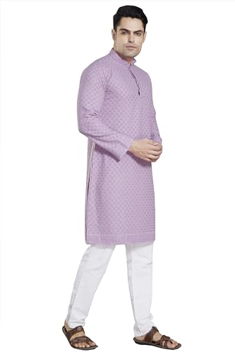 Image of DIVISIVE Men's Sequince Embroidered Cotton Blend Slim Fit Kurta Pyjama Set