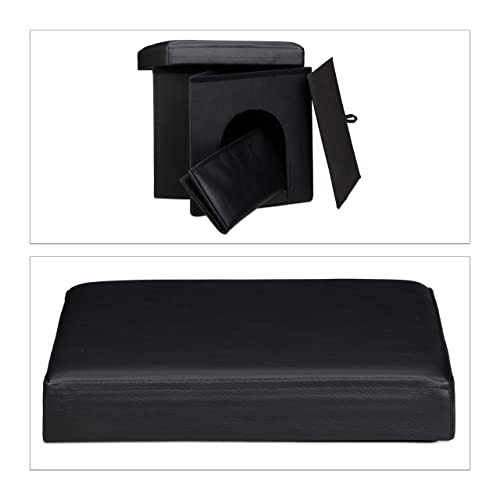 Relaxdays Hundeset M, Hundebox mit Napfhalter Set, Sitzhocker mit Polster, Tierhöhle, Doppelnapf höhenverstellbar, Futterstation