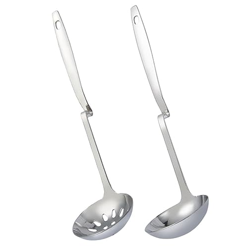 LALADEFIEE 2Pcs Stainless Steel Slotted Serving Spoon Reusable Kitchen Utensils for Home Restaurant Parties Easy to Clean Long Handle Design