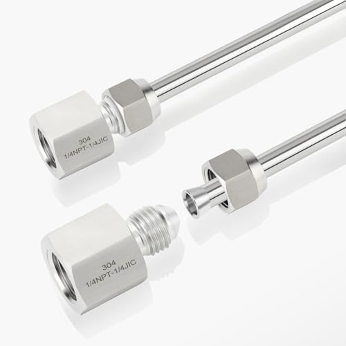 Image of TAISHER 5PCS Forging of 304 Stainless Steel JIC Flare Tube Fittings, 1 /4 inch JIC Male x 1 /4 inch NPT Female, Half Union