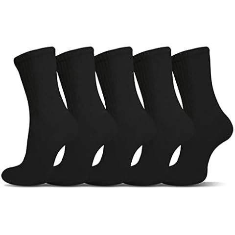 HIFEN® 5 Pairs Men Cotton Rich Plain Socks Casual Wear Workout Training Outdoor & Sportswear Hiking Smart Design Breathable Dress Socks 6-11 Cover