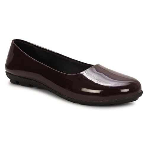 Image of DHANESHWAR Women's Ballet Flats Belly Shoes for Casual, Formal & Office Wear Ballerina | Comfortable Slip on Black Bellies for Women & Girls. 1 Pair