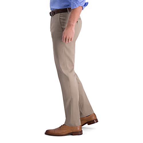 Haggar Men's Iron Free Premium Khaki Slim-Straight Fit Flat Front Flex Waist Casual Pant Medium Khaki 29 X 30 #TOP1