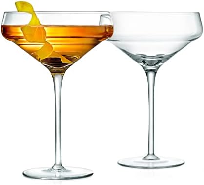 2 Sets of Crystal Martini Glass, Ultra Clear, Elegant Crystal Clear Wine Glass Pair, 100% Hand Blown, Dishwasher Safe, Great For Dinner, Parties, Wedding, And ELEGANT Occasions