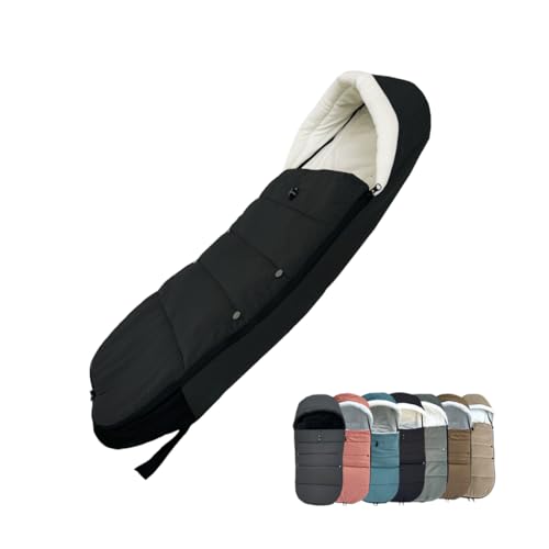 Saco universal para cochecito (footmuff) para Babyzen YOYO/YOYO2 y Bugaboo, base de tela impermeable, fácil de limpiar, cubierta cálida para los pies para cochecitos (estándar, negro)