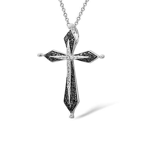 Pendentif femme croix spinelle noire cadeau idéal anniversaire